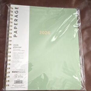Paperage 2026 Weekly Monthly Planner 9.5 x 11 in Spiral Bound Green